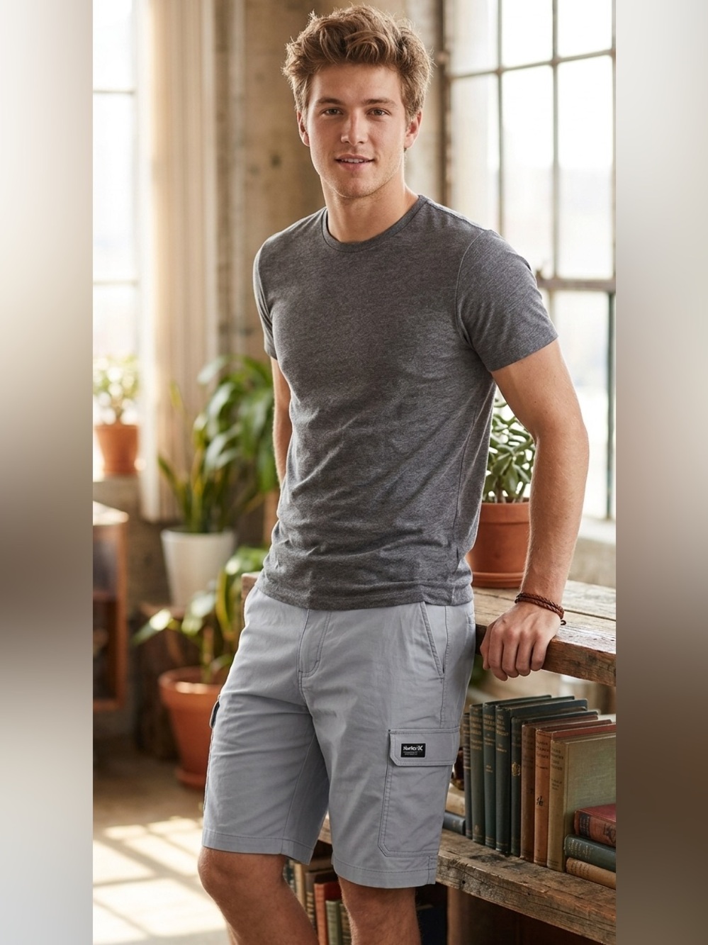 $50 NWT Hurley Men's Trek Ripstop Cargo Walk Shorts – Particle Grey 32